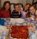 Kids pose with their Jaden Safe Pizza